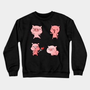 Cute Cartoon Pig Funny Gift Crewneck Sweatshirt